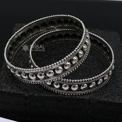 Tribal Ornaments handmade 925 sterling silver bangle bracelet with cultural design, perfect for weddings and bridal jewelry.