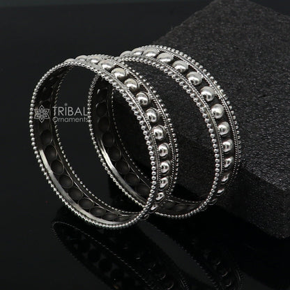 Tribal Ornaments 925 sterling silver bangle bracelet with trendy cultural design, handcrafted for bridal and wedding jewelry collection.
