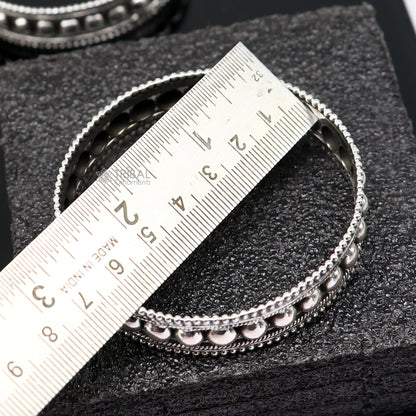 Tribal Ornaments sterling silver bangle bracelet with cultural design, handmade unique style, ideal for wedding jewelry and brides.