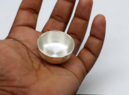 Small handmade silver puja bowl from Tribal Ornaments, traditional temple accessory crafted in 999 fine solid silver.
