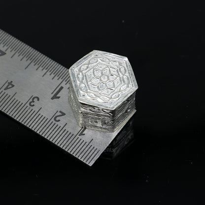 925 sterling silver trinket box, kajal box/casket box bridal square shape box collection, container box, eyeliner box gifting art stb352 - TRIBAL ORNAMENTS