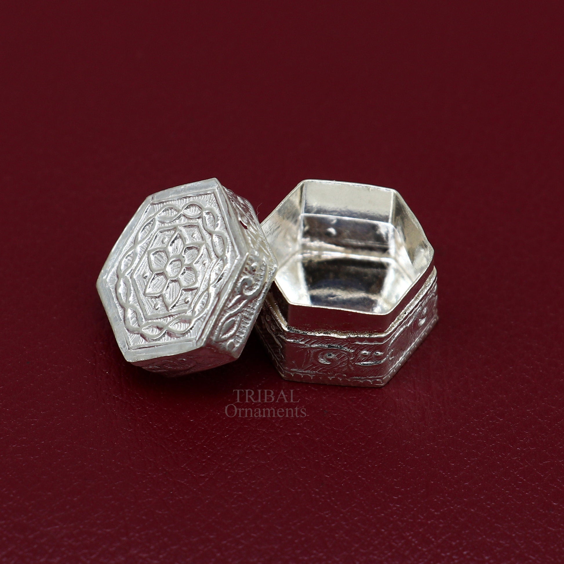 925 sterling silver trinket box, kajal box/casket box bridal square shape box collection, container box, eyeliner box gifting art stb352 - TRIBAL ORNAMENTS