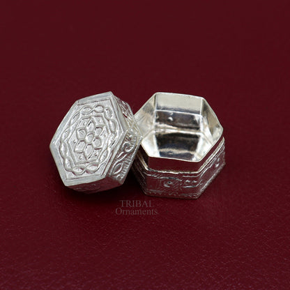 925 sterling silver trinket box, kajal box/casket box bridal square shape box collection, container box, eyeliner box gifting art stb352 - TRIBAL ORNAMENTS
