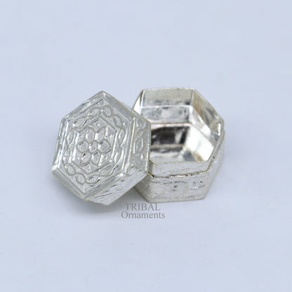 925 sterling silver trinket box, kajal box/casket box bridal square shape box collection, container box, eyeliner box gifting art stb352 - TRIBAL ORNAMENTS