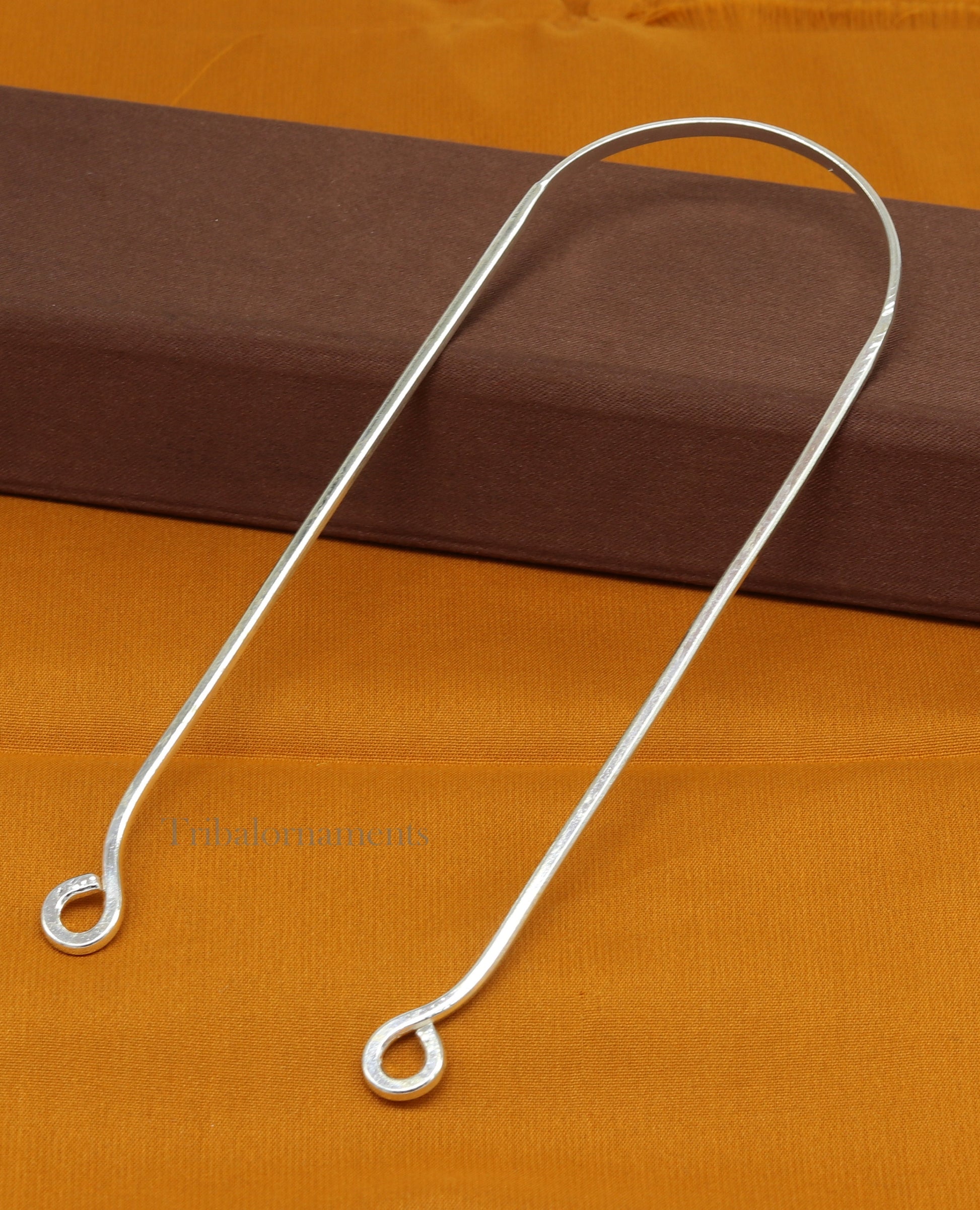 Fine silver handmade tongue cleaner scraper best for daily use and stay healthy top class genuine silver item for better health tc10 - TRIBAL ORNAMENTS