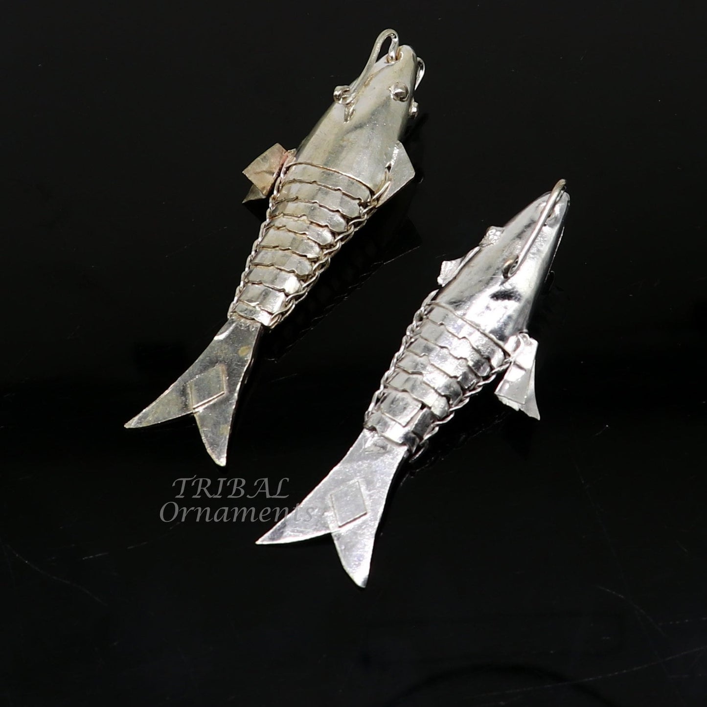 Solid silver handmade silver fish, Lord vishnu avatar Matsya, Silver Puja Fish For Prosperity And Good Luck, best collectible art su901 - TRIBAL ORNAMENTS