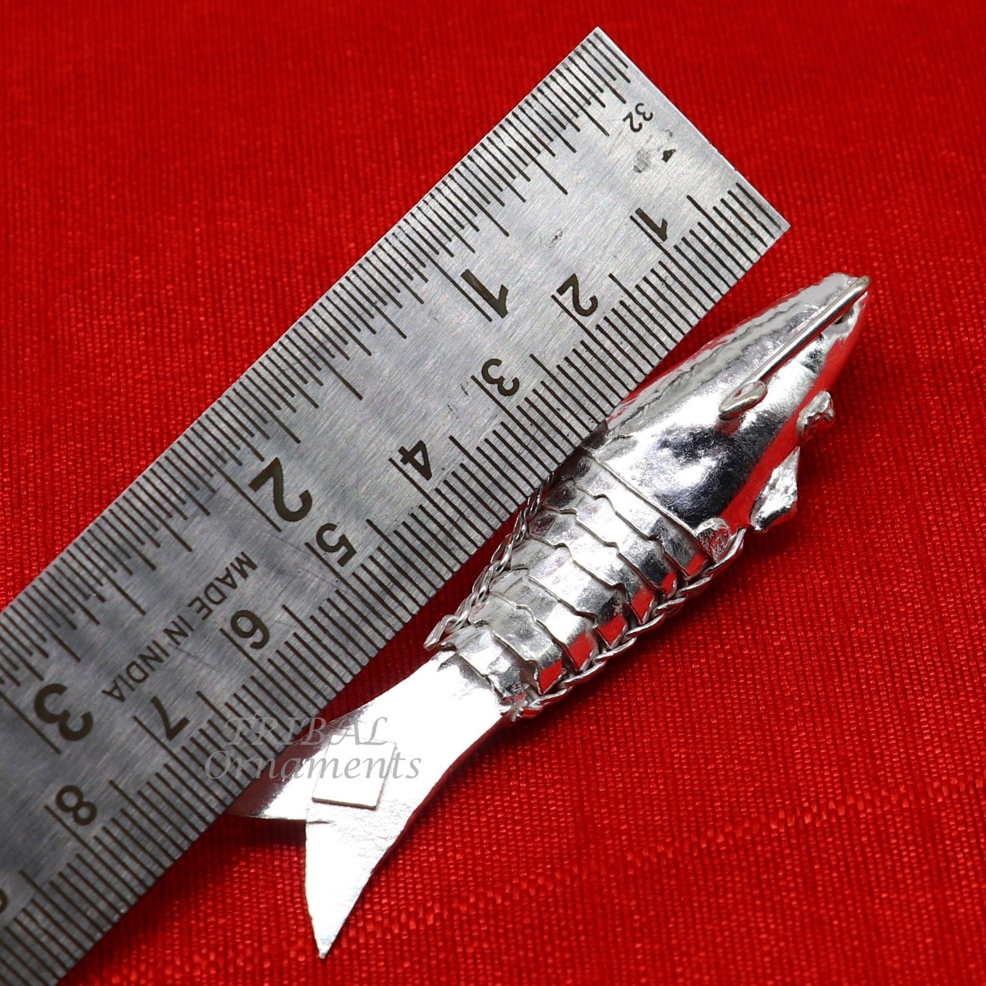 Solid silver handmade silver fish, Lord vishnu avatar Matsya, Silver Puja Fish For Prosperity And Good Luck, best collectible art su901 - TRIBAL ORNAMENTS