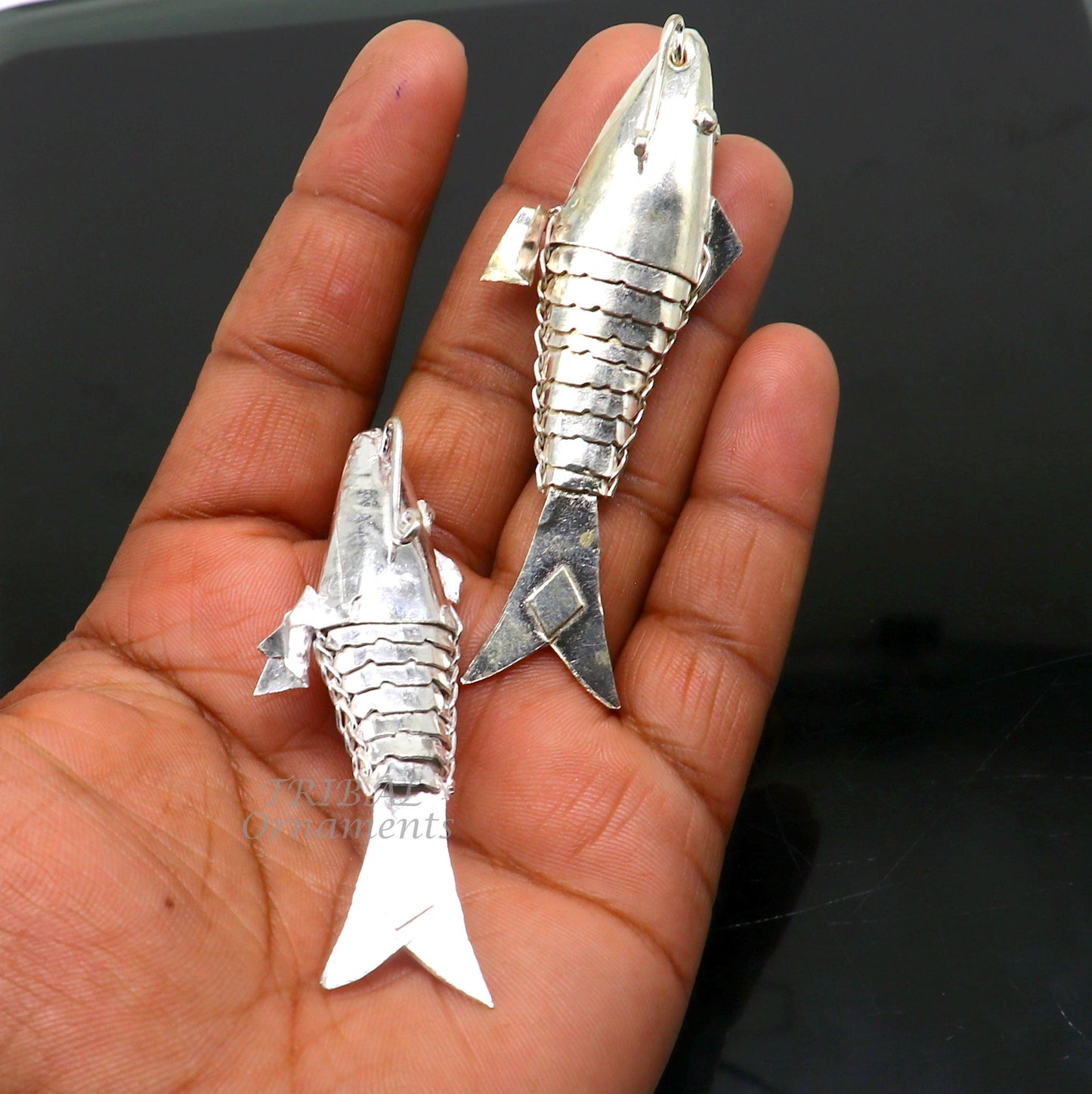 Solid silver handmade silver fish, Lord vishnu avatar Matsya, Silver Puja Fish For Prosperity And Good Luck, best collectible art su901 - TRIBAL ORNAMENTS