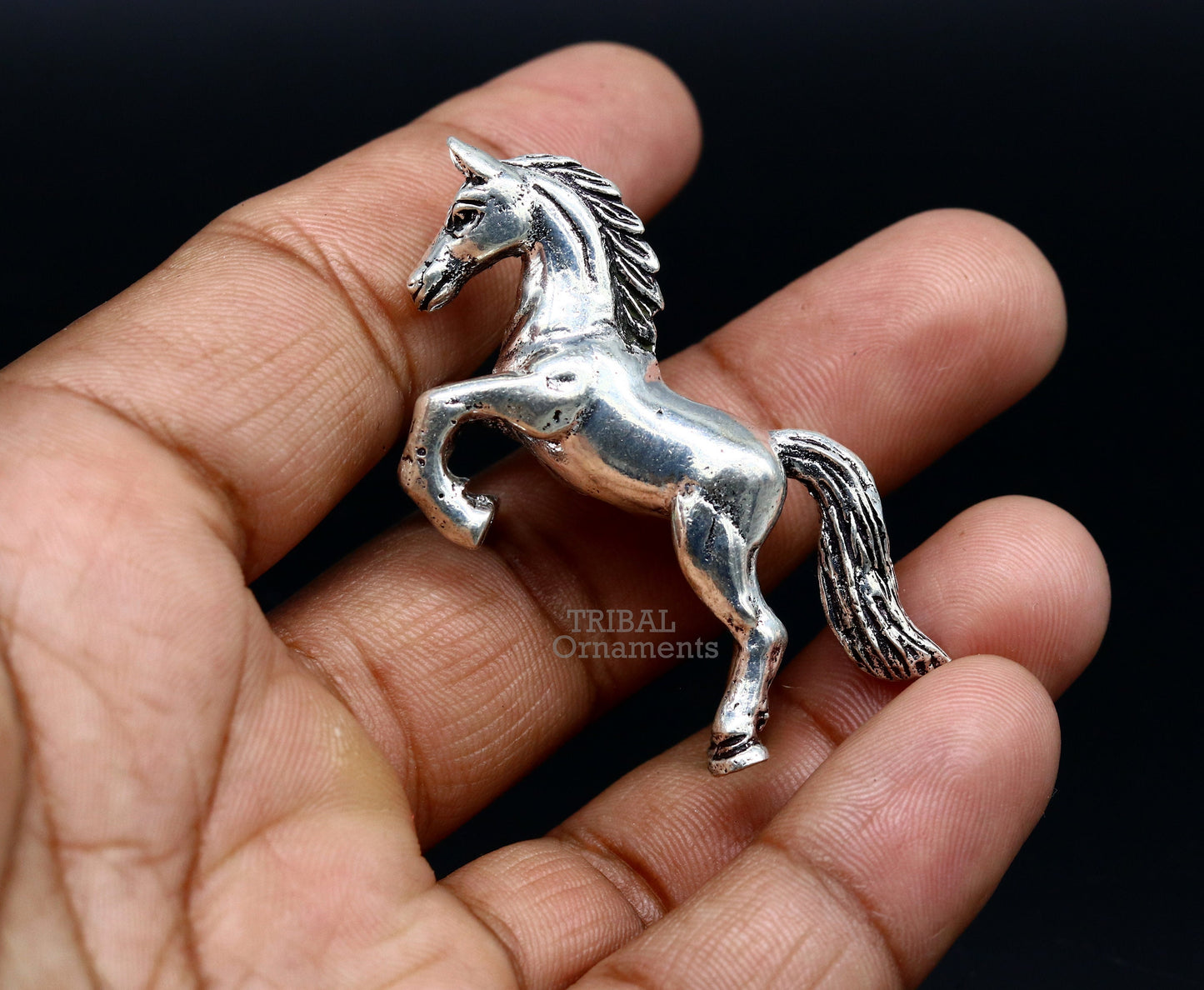 Amazing stylish unicorn horse small statue handmade sterling silver article from india art536 - TRIBAL ORNAMENTS