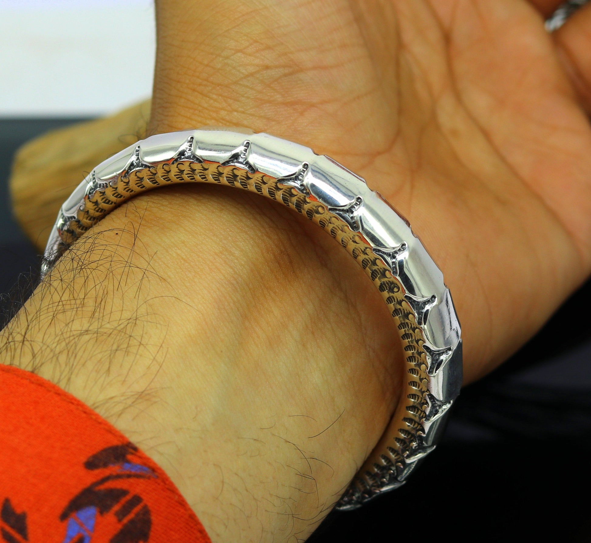 925 sterling silver handmade gorgeous customized work bangle bracelet kada pair, vintage antique design stylish bangle unisex jewelry nsk327 - TRIBAL ORNAMENTS