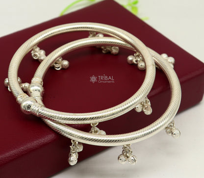 Sterling silver ankle kada bracelet by TRIBAL ORNAMENTS, traditional cultural feet jewelry perfect for brides and special occasions.