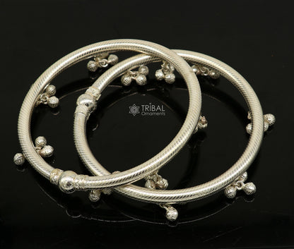 Sterling silver ankle kada bracelet by Tribal Ornaments, traditional cultural feet jewelry for brides and special occasions.