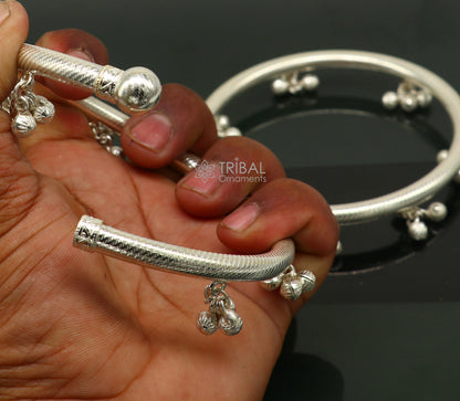 925 sterling silver ankle kada bracelet, tribal-inspired feet jewelry, unique cultural bridal anklet from TRIBAL ORNAMENTS.