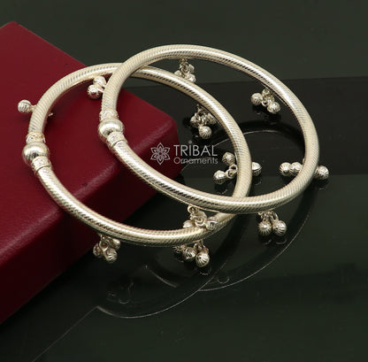 925 sterling silver ankle kada bracelet from TRIBAL ORNAMENTS, traditional cultural bridal ankle jewelry for feet.