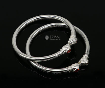 Sterling silver lion face design trendy kada bracelet by TRIBAL ORNAMENTS, lightweight jewelry for men and girls, handmade cultural style