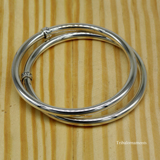 925 sterling silver handmade plain shine bright customized bangle bracelet kada, excellent personalized gifting unisex jewelry nssk9 - TRIBAL ORNAMENTS