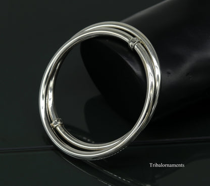 925 sterling silver handmade plain shine bright customized bangle bracelet kada, excellent personalized gifting unisex jewelry nssk9 - TRIBAL ORNAMENTS
