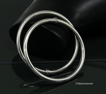 925 sterling silver handmade plain shine bright customized bangle bracelet kada, excellent personalized gifting unisex jewelry nssk9 - TRIBAL ORNAMENTS