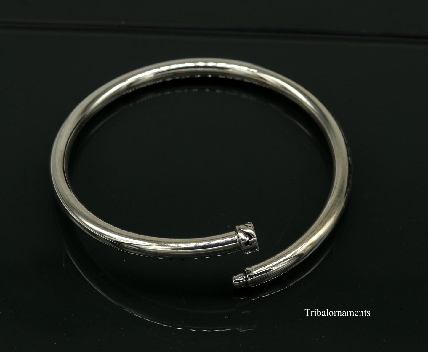 925 sterling silver handmade plain shine bright customized bangle bracelet kada, excellent personalized gifting unisex jewelry nssk9 - TRIBAL ORNAMENTS
