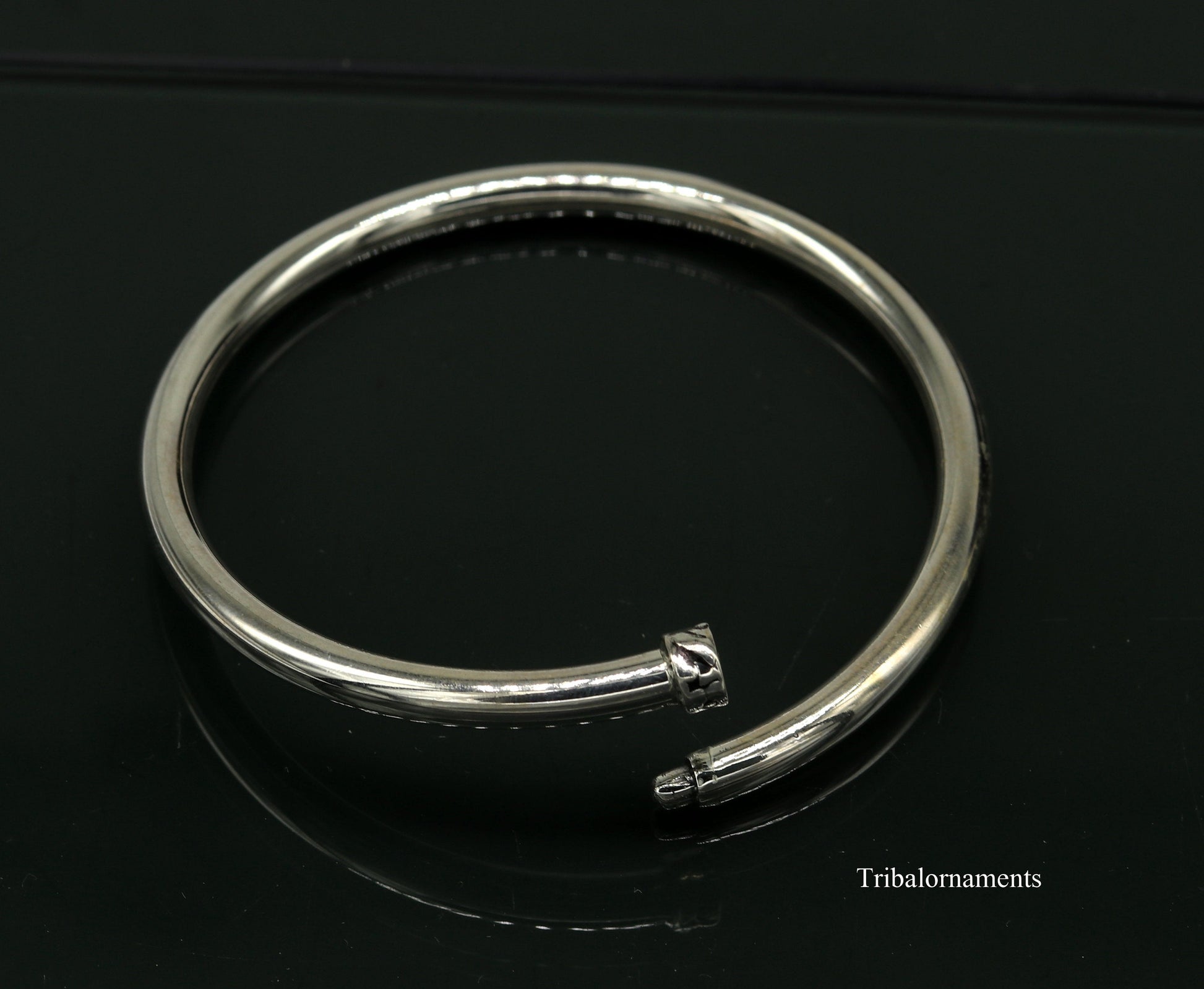 925 sterling silver handmade plain shine bright customized bangle bracelet kada, excellent personalized gifting unisex jewelry nssk9 - TRIBAL ORNAMENTS