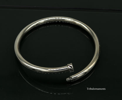 925 sterling silver handmade plain shine bright customized bangle bracelet kada, excellent personalized gifting unisex jewelry nssk9 - TRIBAL ORNAMENTS