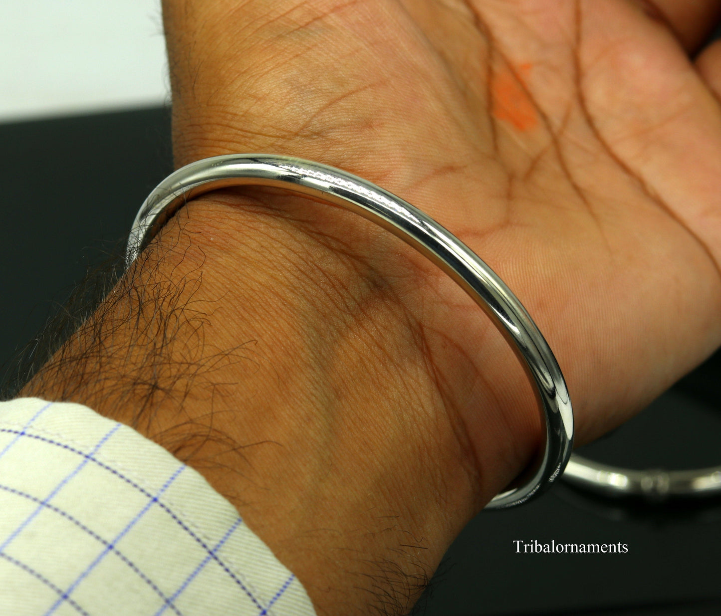 925 sterling silver handmade plain shine bright customized bangle bracelet kada, excellent personalized gifting unisex jewelry nssk9 - TRIBAL ORNAMENTS