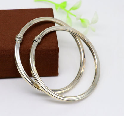 925 sterling silver handmade plain shiny bright customized bangle bracelet kada, excellent personalized gifting unisex jewelry nsk358 - TRIBAL ORNAMENTS