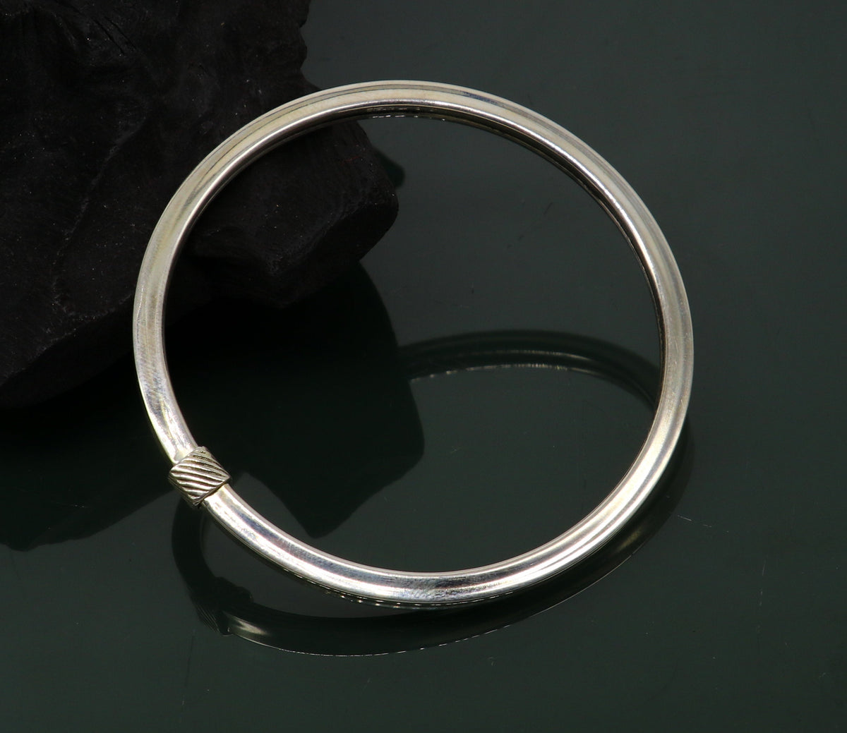 925 sterling silver handmade plain shiny bright customized bangle bracelet kada, excellent personalized gifting unisex jewelry nsk358 - TRIBAL ORNAMENTS