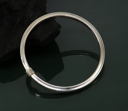925 sterling silver handmade plain shiny bright customized bangle bracelet kada, excellent personalized gifting unisex jewelry nsk358 - TRIBAL ORNAMENTS