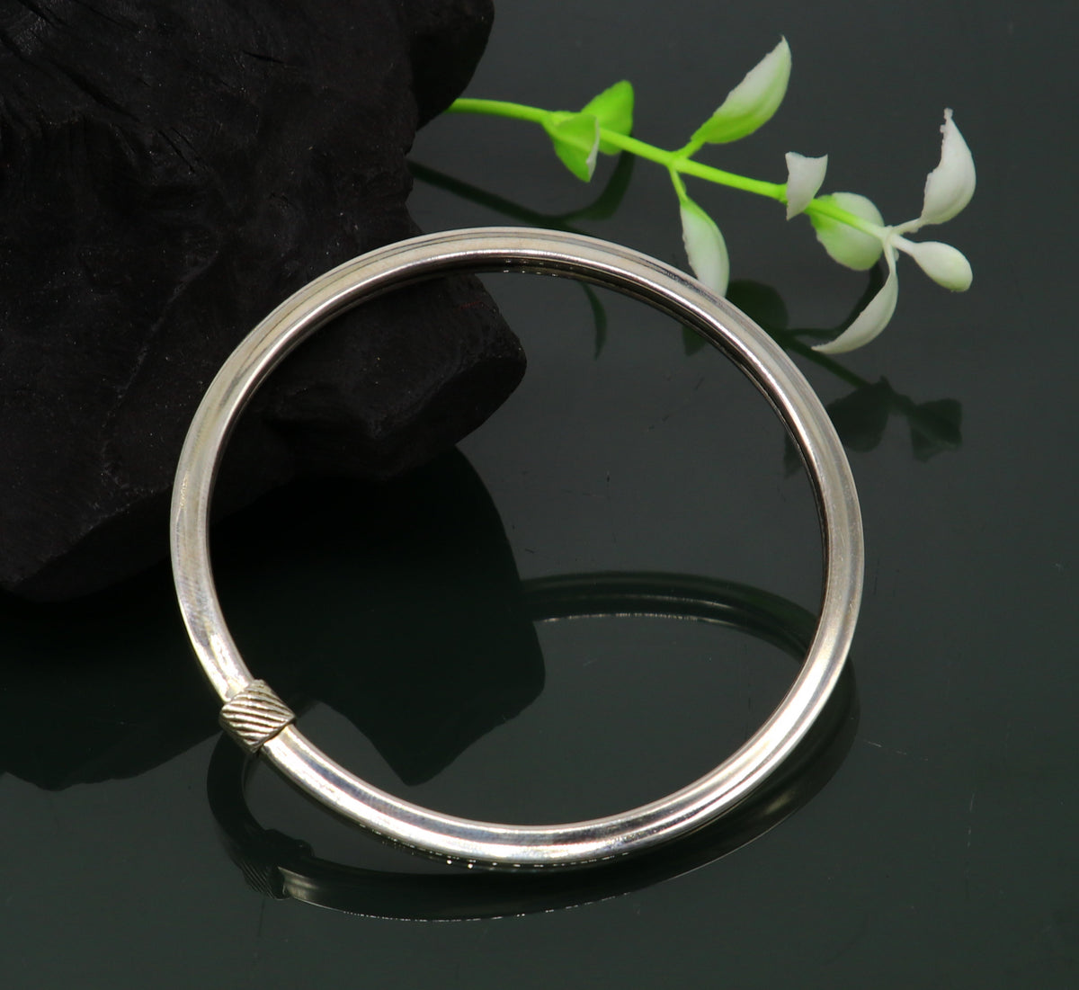925 sterling silver handmade plain shiny bright customized bangle bracelet kada, excellent personalized gifting unisex jewelry nsk358 - TRIBAL ORNAMENTS