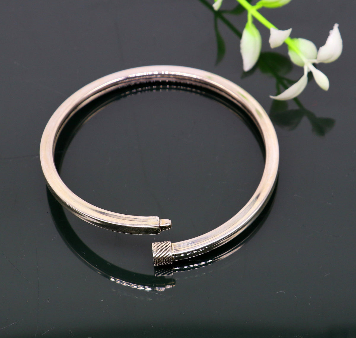 925 sterling silver handmade plain shiny bright customized bangle bracelet kada, excellent personalized gifting unisex jewelry nsk358 - TRIBAL ORNAMENTS