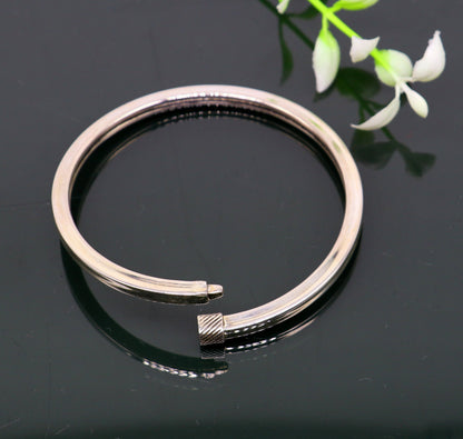 925 sterling silver handmade plain shiny bright customized bangle bracelet kada, excellent personalized gifting unisex jewelry nsk358 - TRIBAL ORNAMENTS