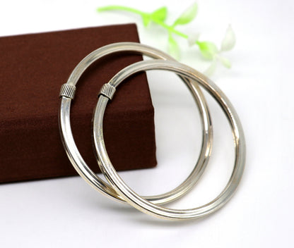 925 sterling silver handmade plain shiny bright customized bangle bracelet kada, excellent personalized gifting unisex jewelry nsk358 - TRIBAL ORNAMENTS