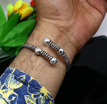 925 sterling silver handmade unique cultural design trendy kada bracelet for men's and girl's, best delicate Light weight jewelry nsk664 - TRIBAL ORNAMENTS