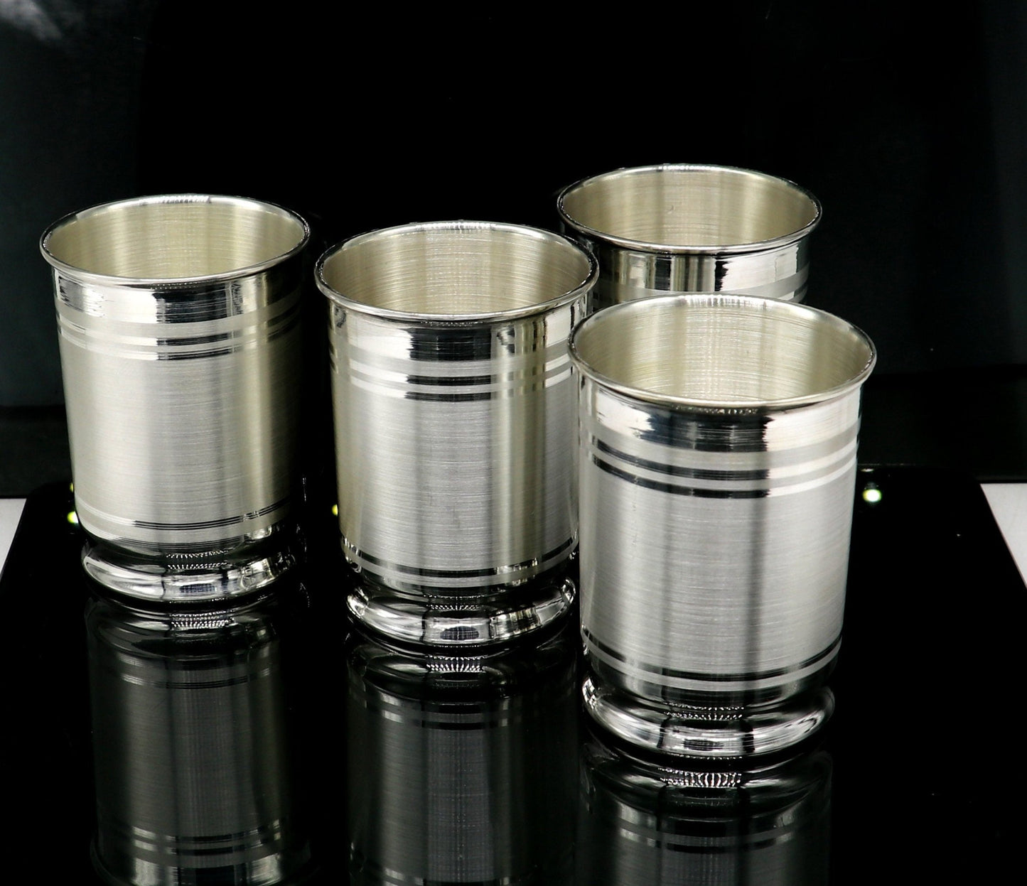 999 fine silver Water glass tumbler set , silver vessel, silver baby utensils, silver puja article, gifting utensils from india sv114 - TRIBAL ORNAMENTS