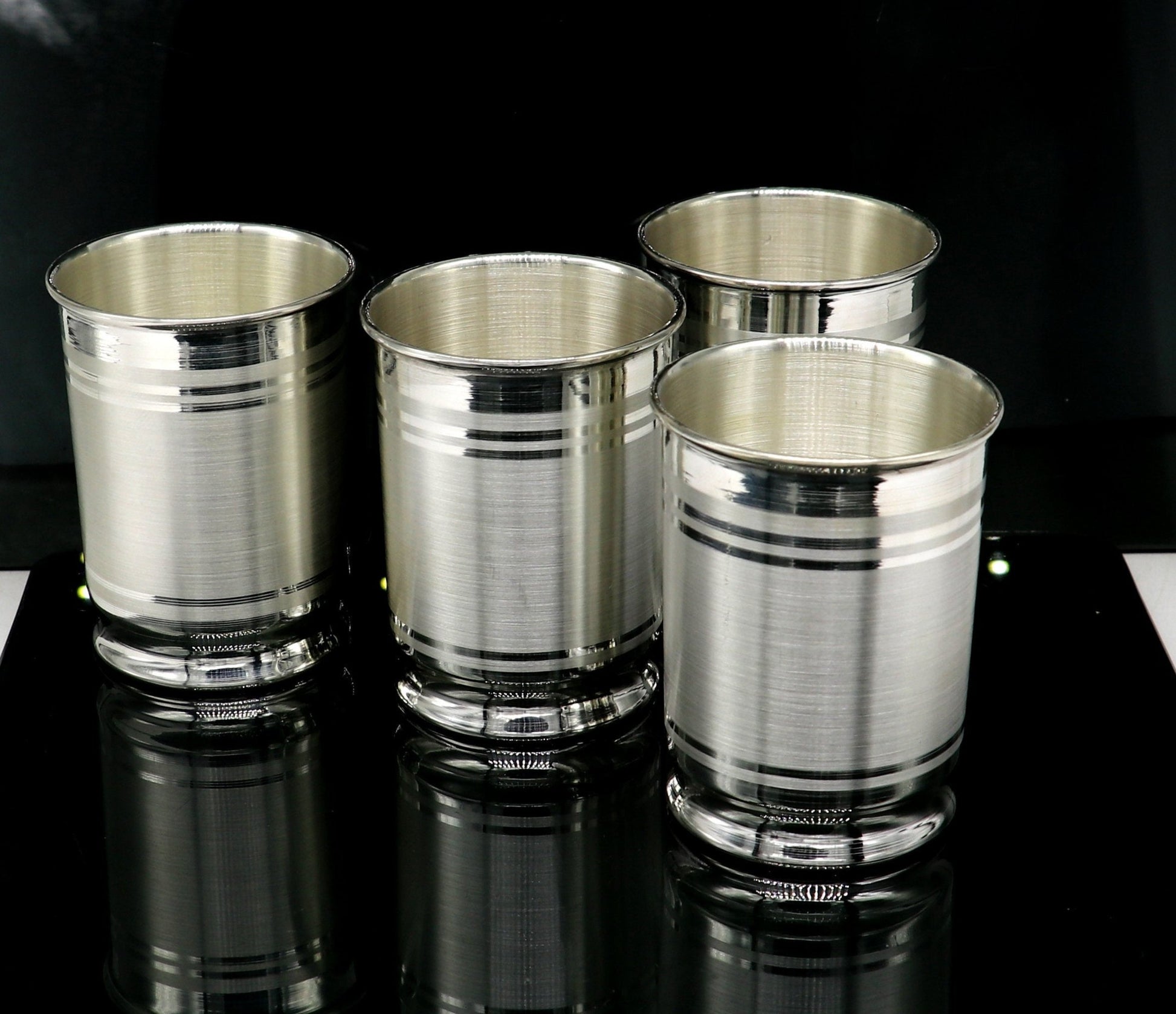 999 fine silver Water glass tumbler set , silver vessel, silver baby utensils, silver puja article, gifting utensils from india sv114 - TRIBAL ORNAMENTS