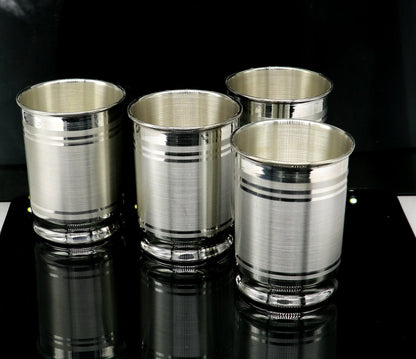999 fine silver Water glass tumbler set , silver vessel, silver baby utensils, silver puja article, gifting utensils from india sv114 - TRIBAL ORNAMENTS