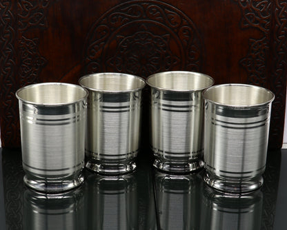 999 fine silver Water glass tumbler set , silver vessel, silver baby utensils, silver puja article, gifting utensils from india sv114 - TRIBAL ORNAMENTS