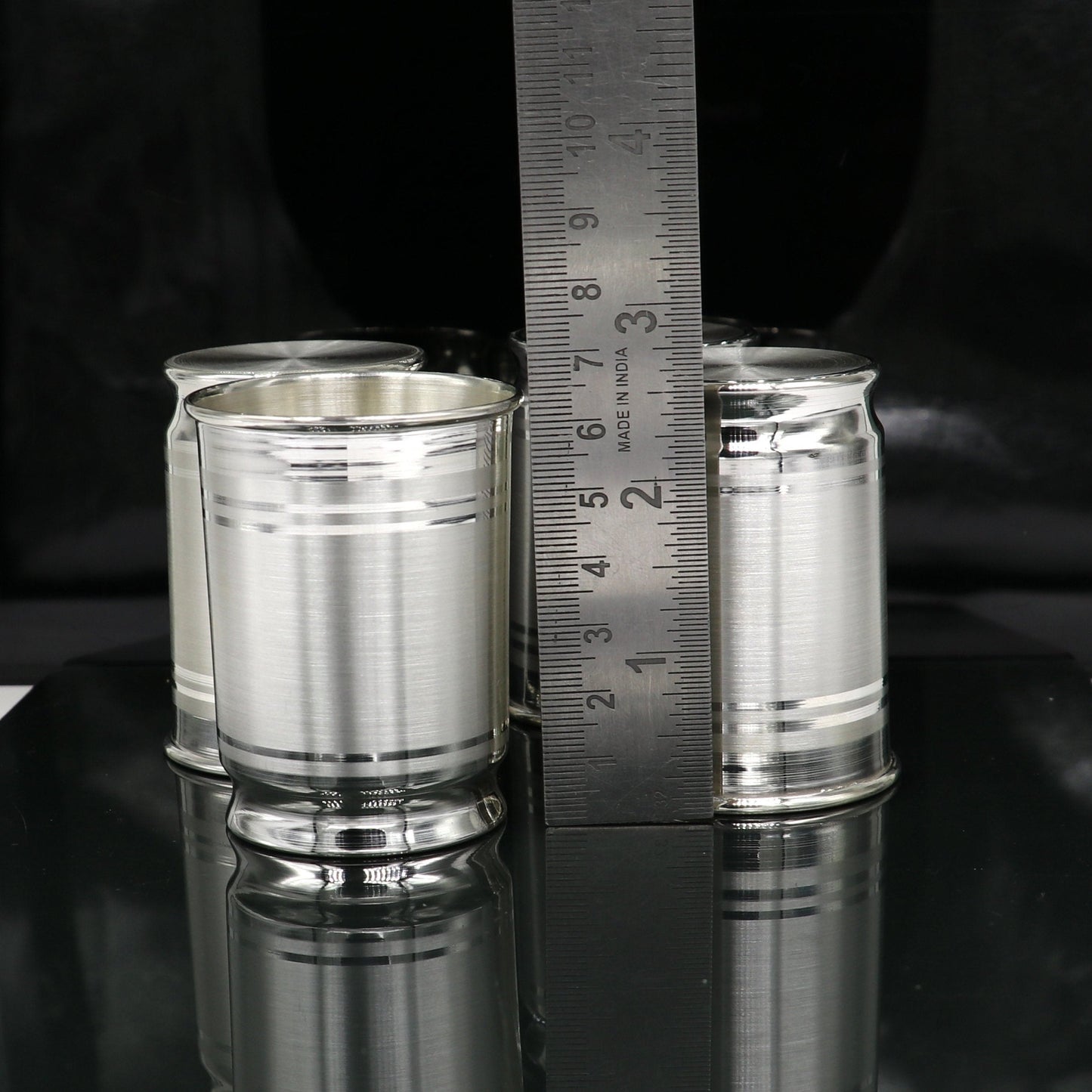 999 fine silver Water glass tumbler set , silver vessel, silver baby utensils, silver puja article, gifting utensils from india sv114 - TRIBAL ORNAMENTS