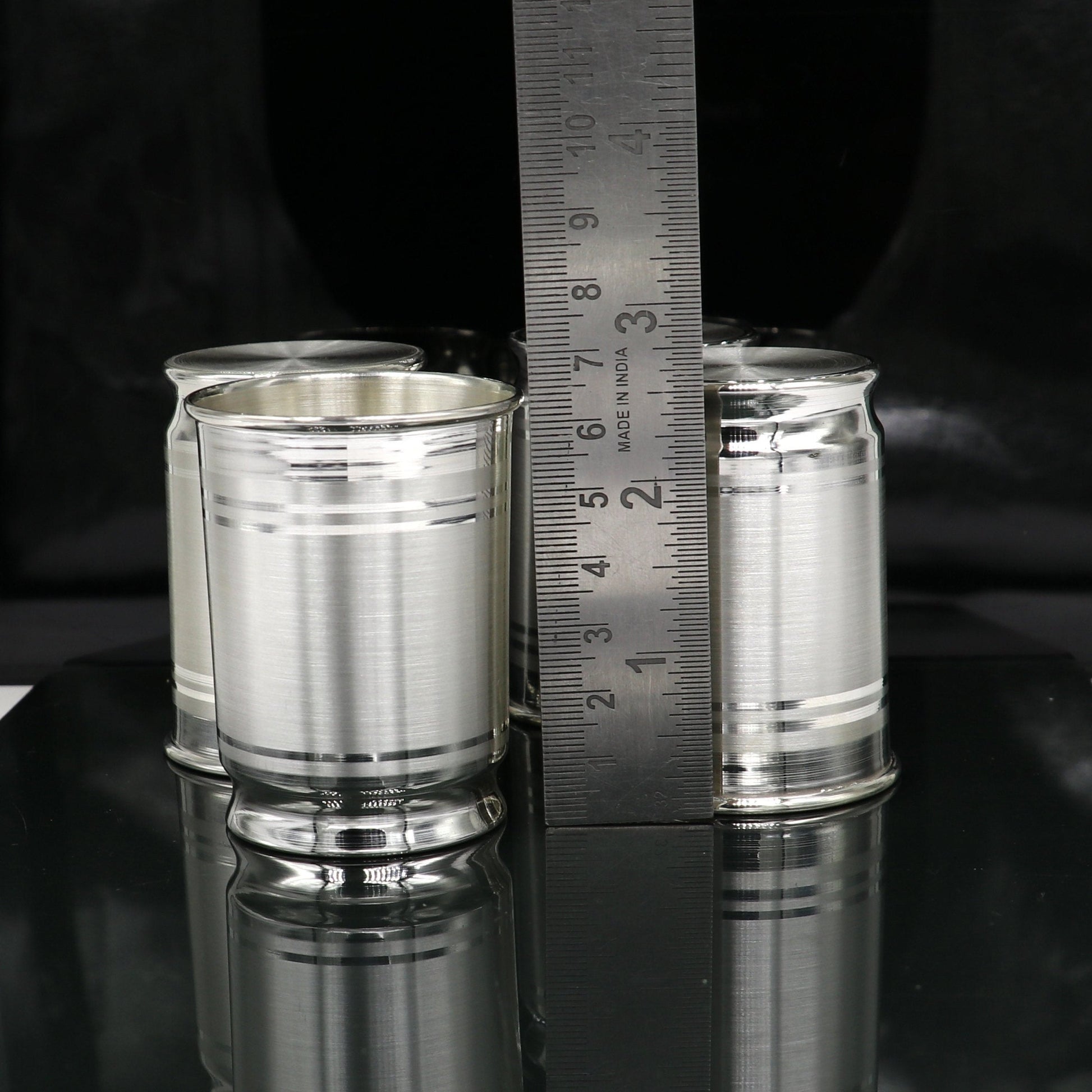 999 fine silver Water glass tumbler set , silver vessel, silver baby utensils, silver puja article, gifting utensils from india sv114 - TRIBAL ORNAMENTS