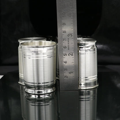 999 fine silver Water glass tumbler set , silver vessel, silver baby utensils, silver puja article, gifting utensils from india sv114 - TRIBAL ORNAMENTS