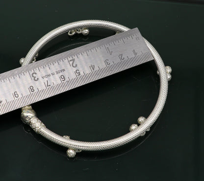 Sterling silver handmade foot bangle bracelet with jingling bells, tribal design, customized anklet for belly dance jewelry.
