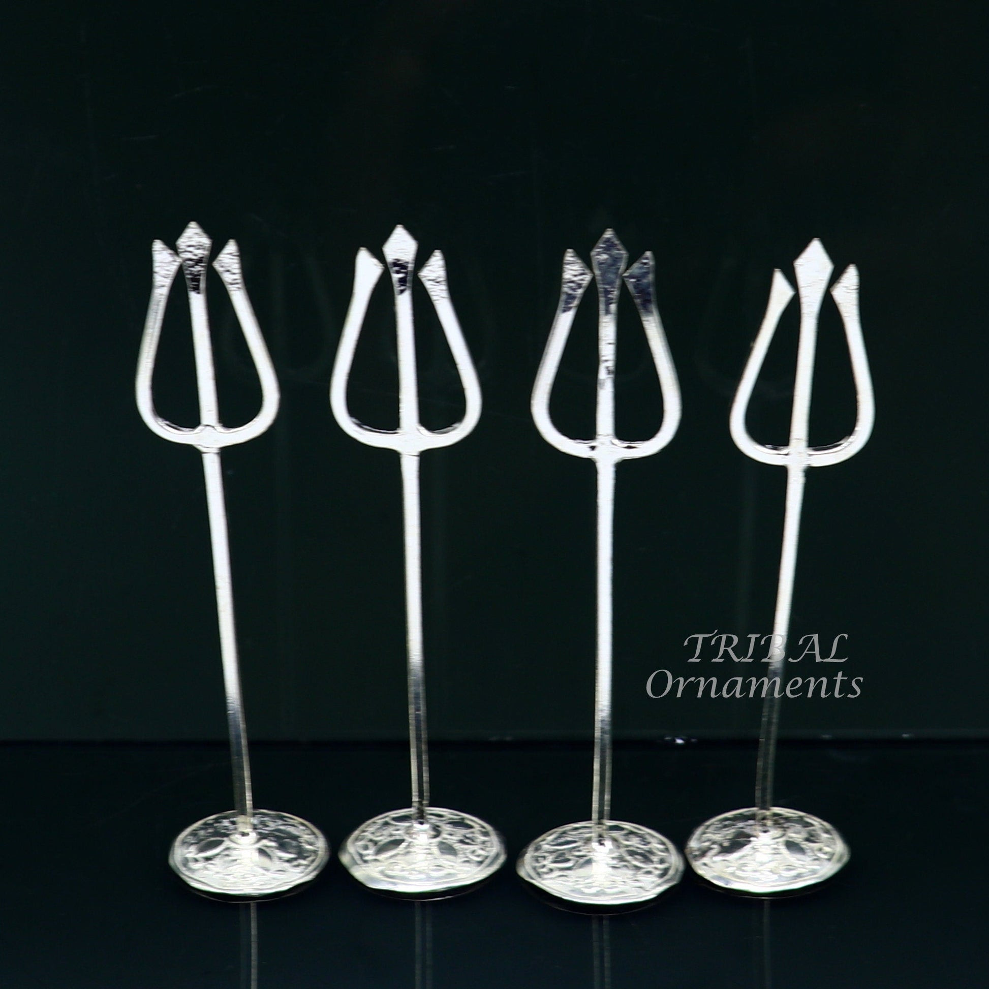 Divine idol's Trident, Solid sterling silver Trishul puja article utensils, goddess trishul trident , god accessories  from india su840 - TRIBAL ORNAMENTS
