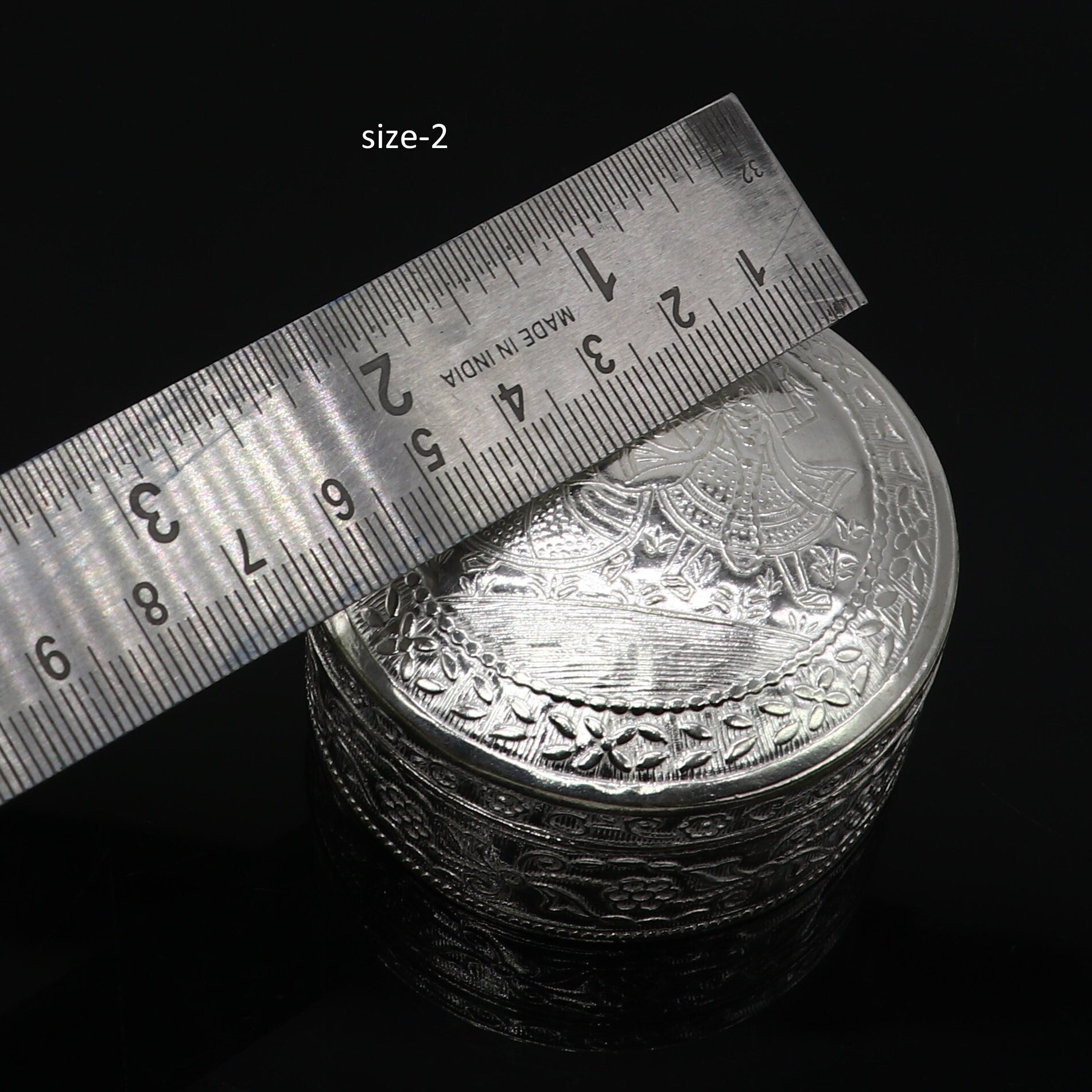 925 sterling silver unique antique design handmade brides eyes kajal box, surma box, kumkum sindur box, small trinket box article stb848 - TRIBAL ORNAMENTS