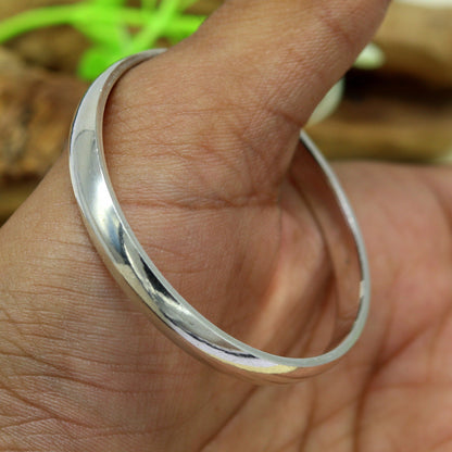 Sterling silver baby bracelet bangle with 6mm kada design, unisex handmade Sikh and Punjabi jewelry by Tribal Ornaments.