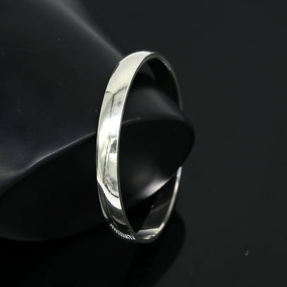 Sterling silver baby bracelet bangle with 6mm kada design, unisex Punjabi sikha style, handmade solid silver kids jewelry.