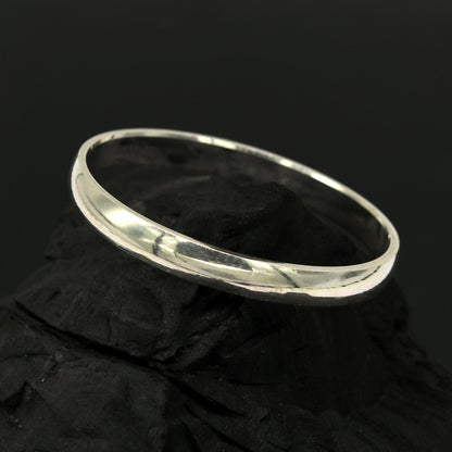 Sterling silver baby bracelet bangle with 6mm kada design, handmade unisex Punjabi sikha jewelry by Tribal Ornaments.