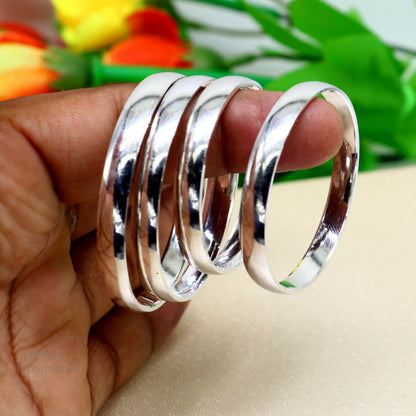 Sterling silver baby bracelet bangle with 6mm kada design, unisex handmade Punjabi sikha jewelry by TRIBAL ORNAMENTS.