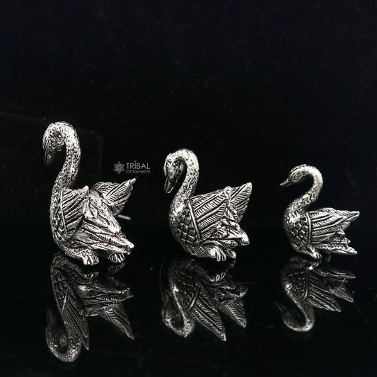 925 sterling silver handmade Silver swan figurine Swan silver miniature Beautiful silver miniature swan best diwali gift art754 - TRIBAL ORNAMENTS
