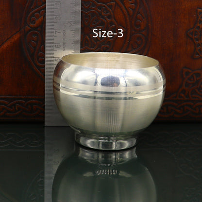 999 fine silver handmade baby food bowl, all sizes silver bowl vessel, silver baby food dining set, silver utensils gifting article sv146 - TRIBAL ORNAMENTS